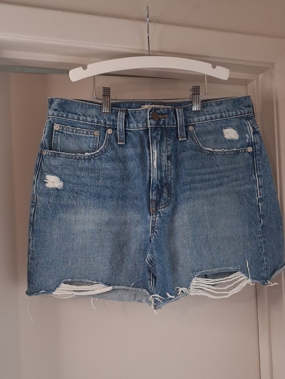 Madewell Light Blue Distressed Denim Shorts